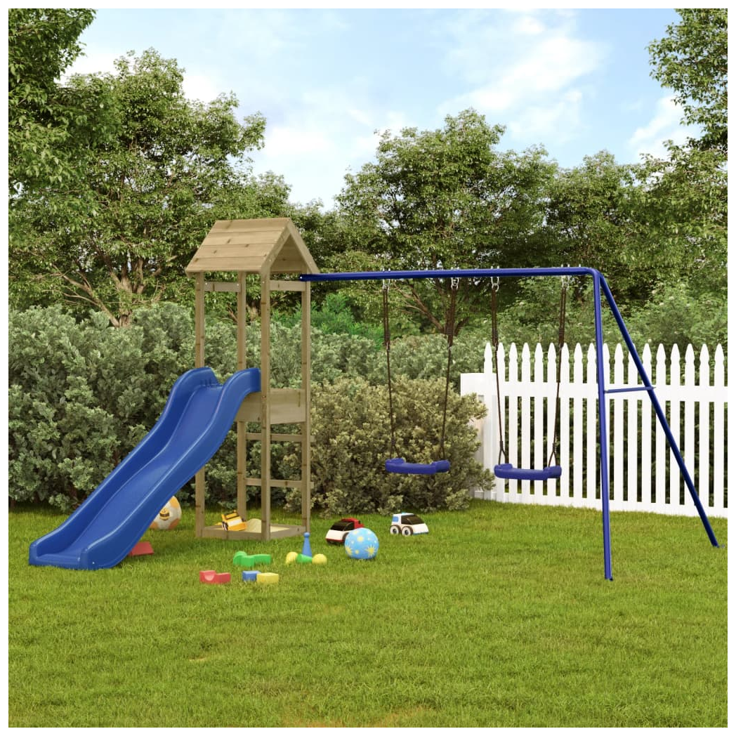 Playhouse with Slide Swings Impregnated Wood Pine