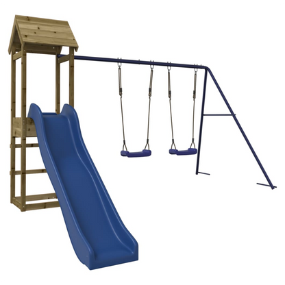 Playhouse with Slide Swings Impregnated Wood Pine