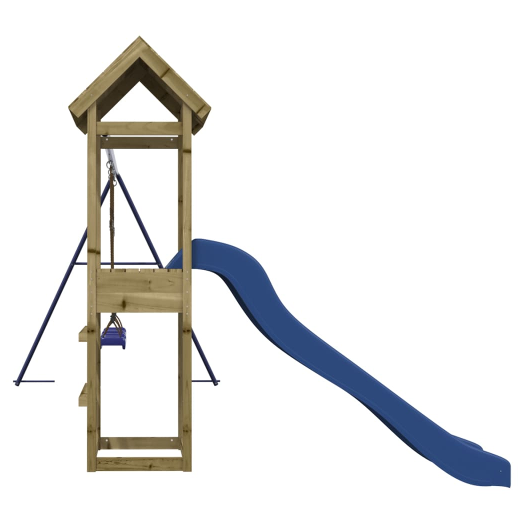 Playhouse with Slide Swings Impregnated Wood Pine