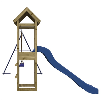 Playhouse with Slide Swings Impregnated Wood Pine