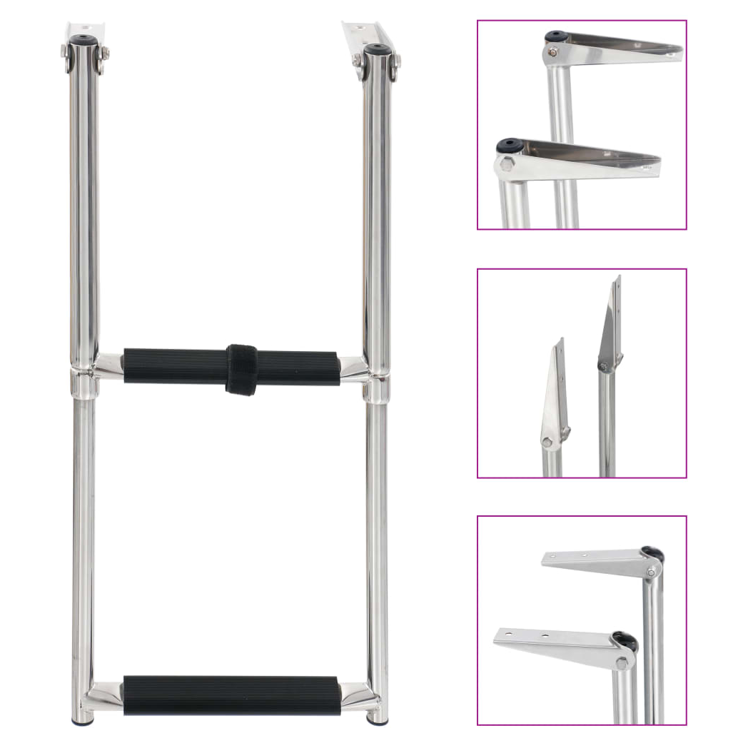 Folding Boarding Ladder 2-step Stainless Steel