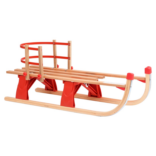 Folding Snow Sledge with Backrest 119 cm Wood