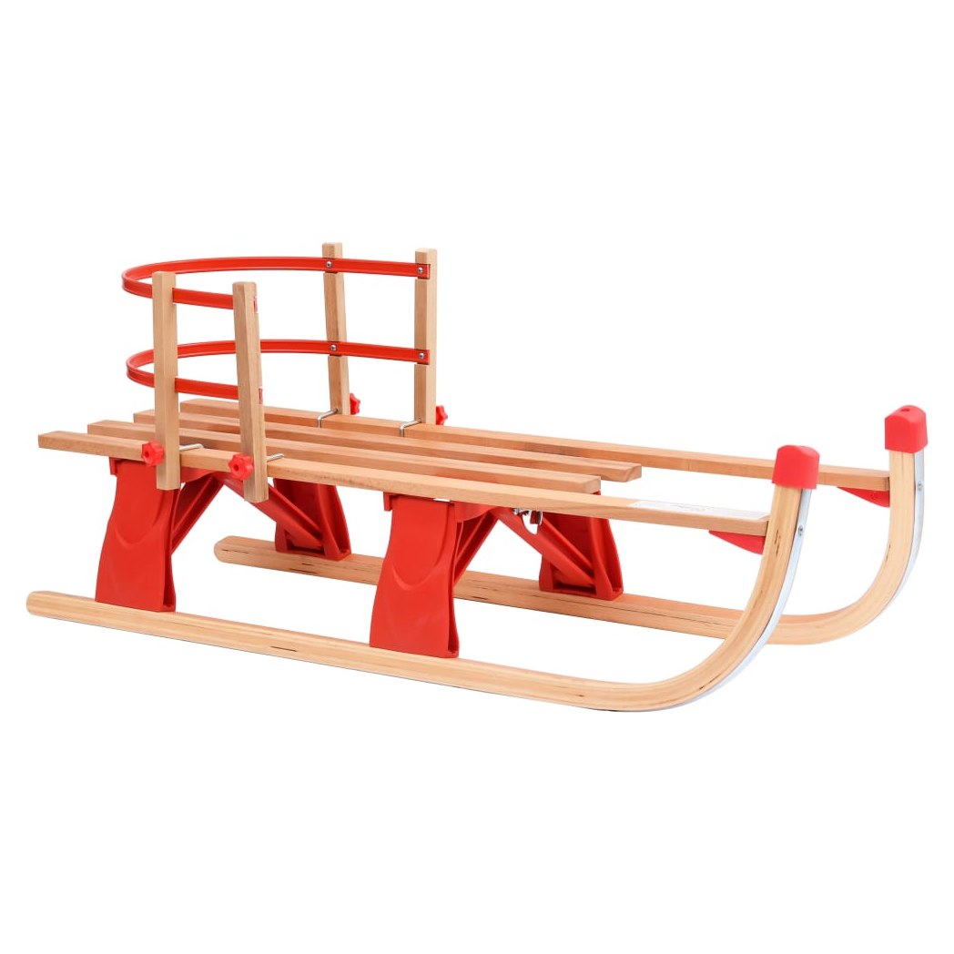 Folding Snow Sledge with Backrest 119 cm Wood