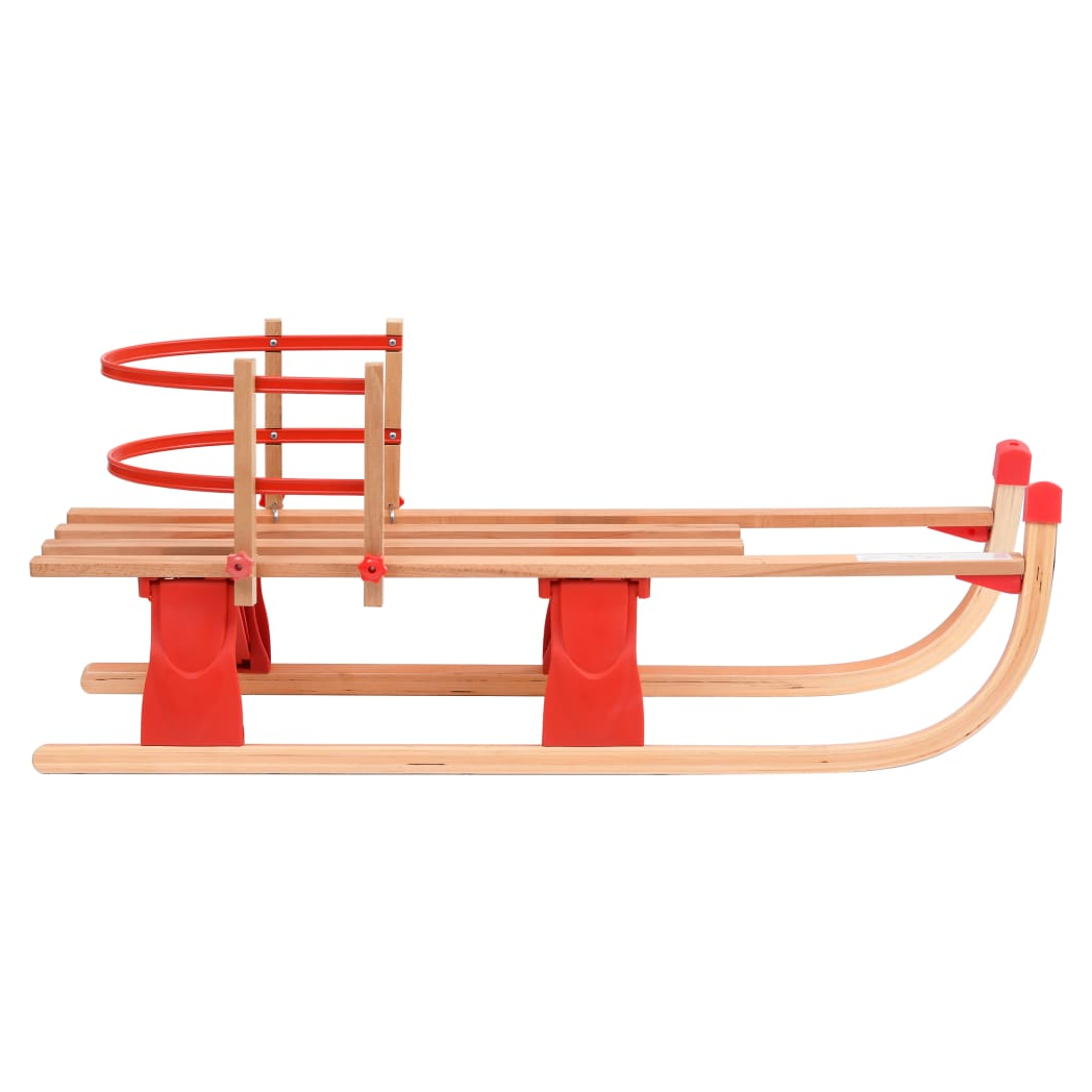 Folding Snow Sledge with Backrest 119 cm Wood