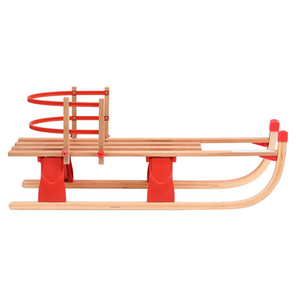 Folding Snow Sledge with Backrest 119 cm Wood