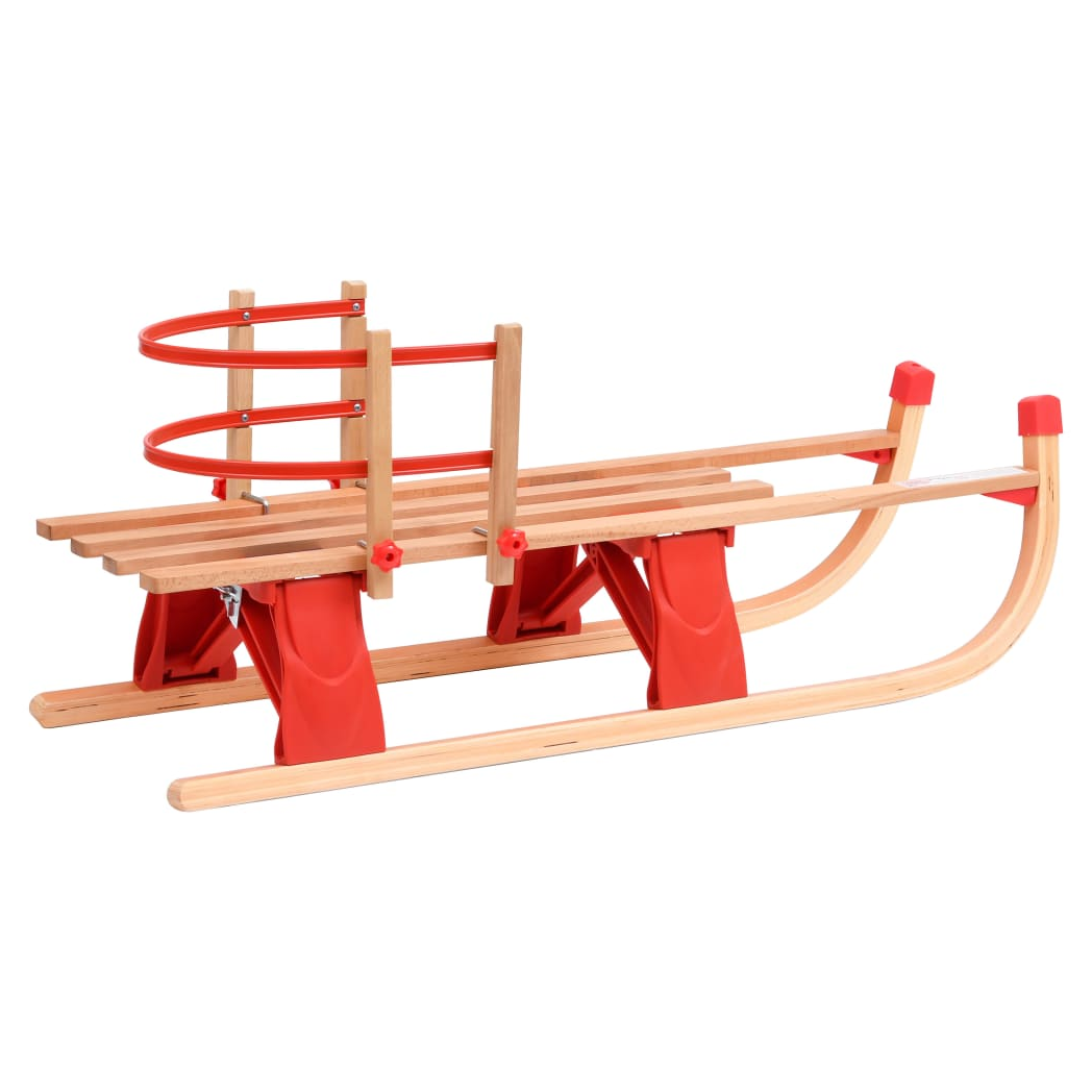 Folding Snow Sledge with Backrest 119 cm Wood