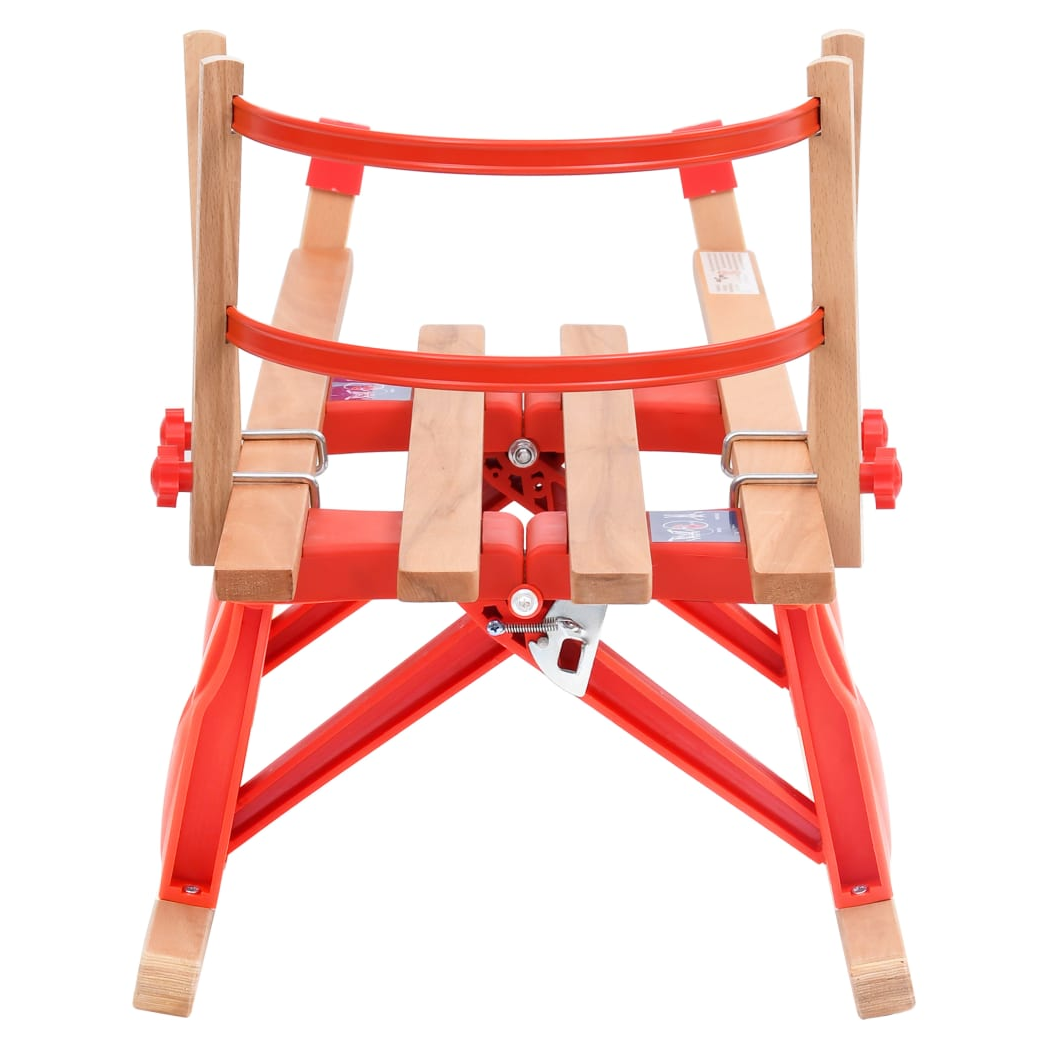 Folding Snow Sledge with Backrest 119 cm Wood