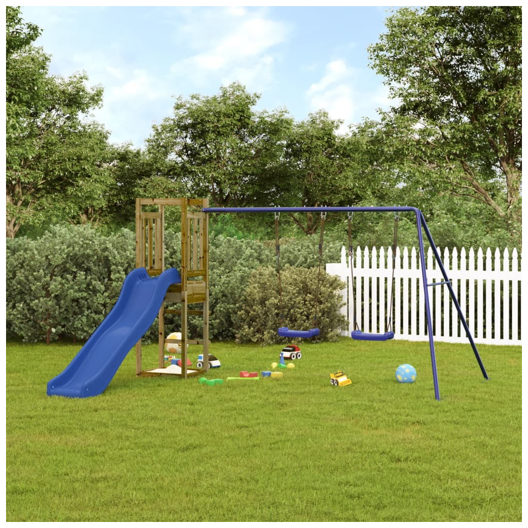 Playhouse with Slide Swings Impregnated Wood Pine