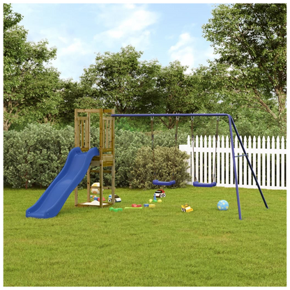 Playhouse with Slide Swings Impregnated Wood Pine