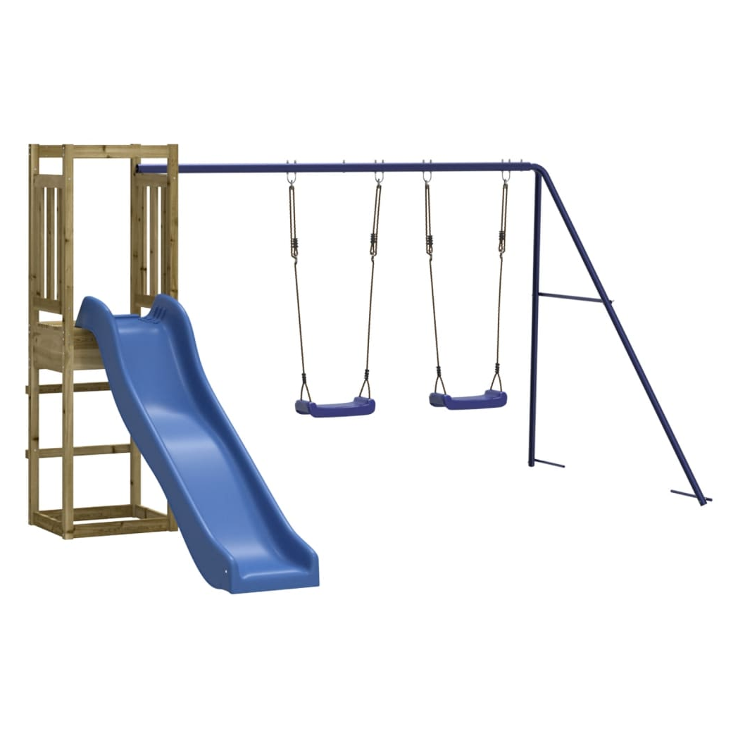 Playhouse with Slide Swings Impregnated Wood Pine