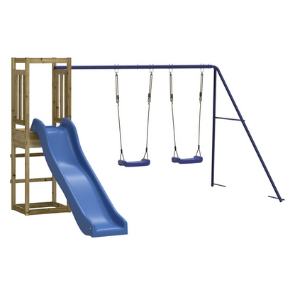 Playhouse with Slide Swings Impregnated Wood Pine