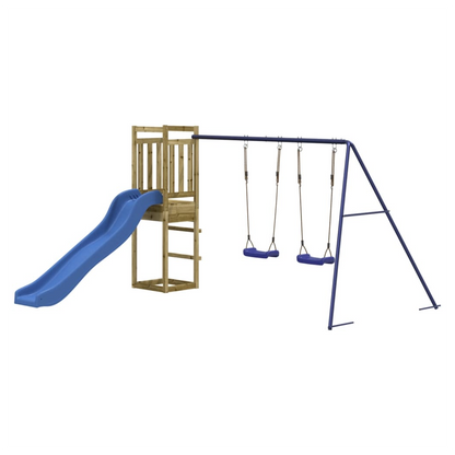 Playhouse with Slide Swings Impregnated Wood Pine