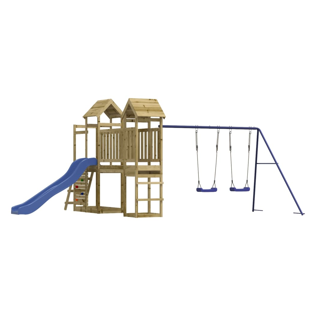 Playhouse with Slide Swings Rockwall Impregnated Wood Pine