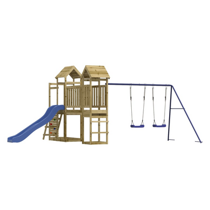 Playhouse with Slide Swings Rockwall Impregnated Wood Pine