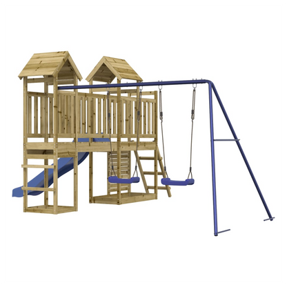 Playhouse with Slide Swings Rockwall Impregnated Wood Pine