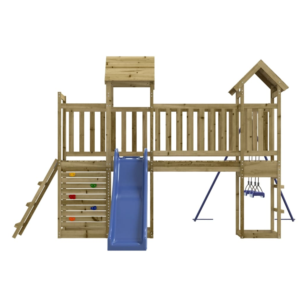 Playhouse with Slide Swings Rockwall Impregnated Wood Pine