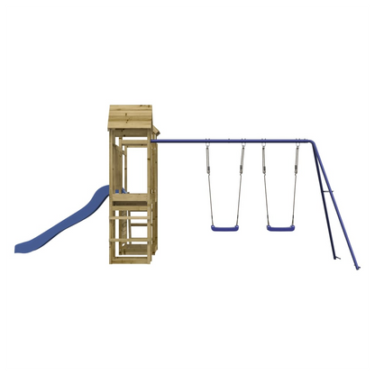 Playhouse with Slide Swings Rockwall Impregnated Wood Pine