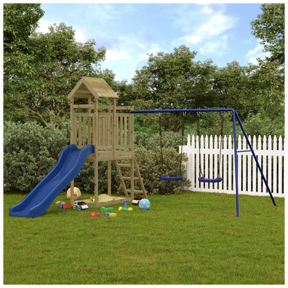 Playhouse with Slide Swings Impregnated Wood Pine