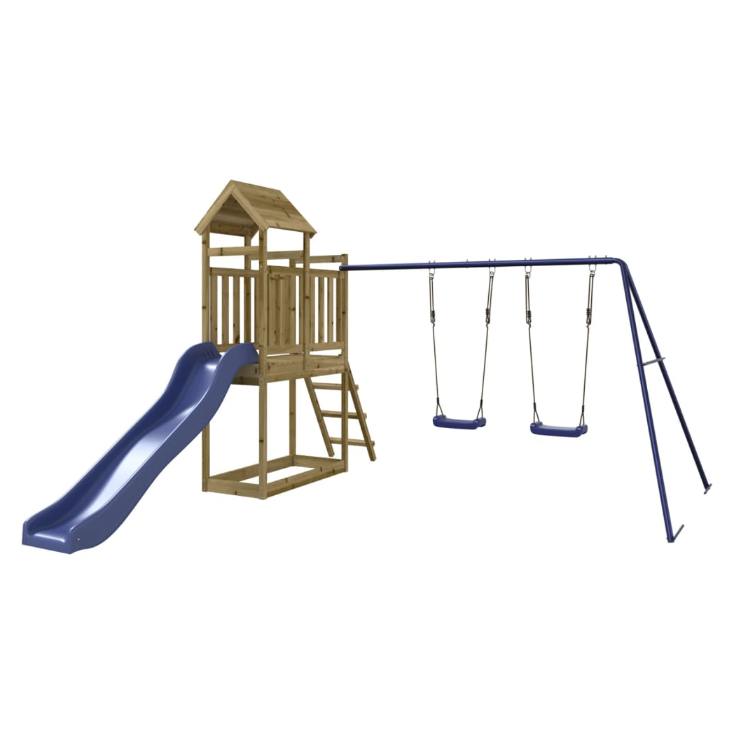 Playhouse with Slide Swings Impregnated Wood Pine