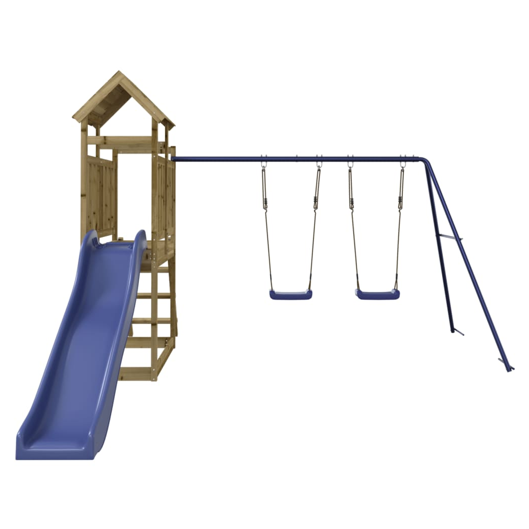 Playhouse with Slide Swings Impregnated Wood Pine