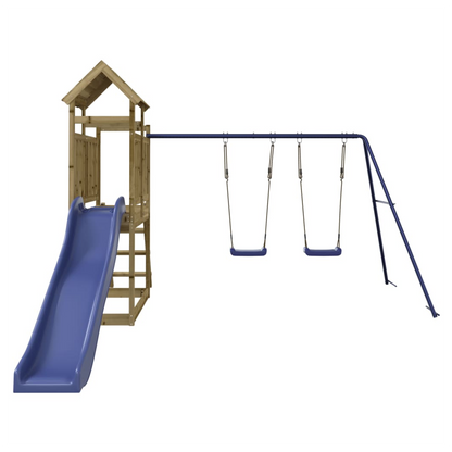 Playhouse with Slide Swings Impregnated Wood Pine