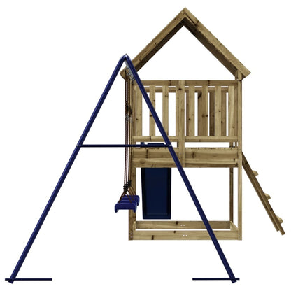 Playhouse with Slide Ladder Swings Impregnated Wood Pine