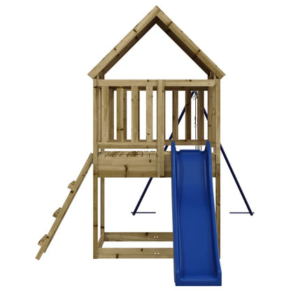 Playhouse with Slide Ladder Swings Impregnated Wood Pine