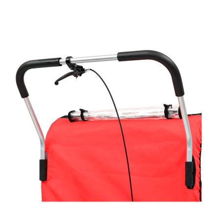 2-in-1 Kids' Bicycle Trailer & Stroller Black and Red