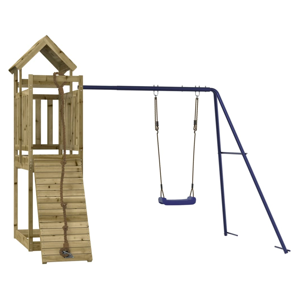 Playhouse with Climbing Wall Swing Impregnated Wood Pine