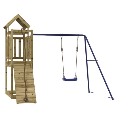 Playhouse with Climbing Wall Swing Impregnated Wood Pine