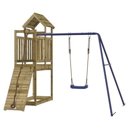 Playhouse with Climbing Wall Swing Impregnated Wood Pine