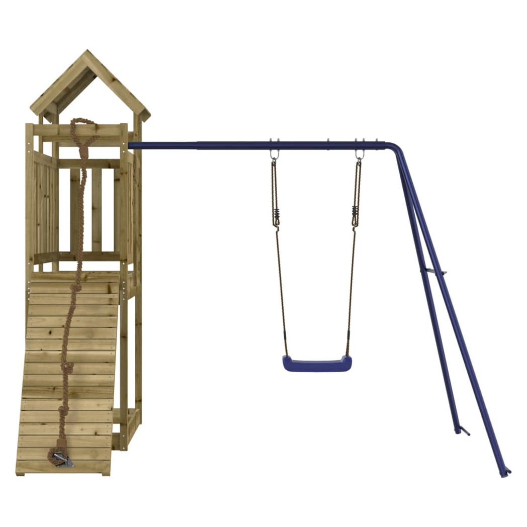Playhouse with Climbing Wall Swing Impregnated Wood Pine