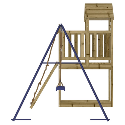 Playhouse with Climbing Wall Swing Impregnated Wood Pine
