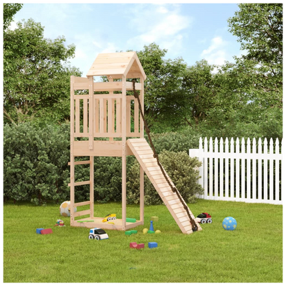 Playhouse with Climbing Wall Solid Wood Pine