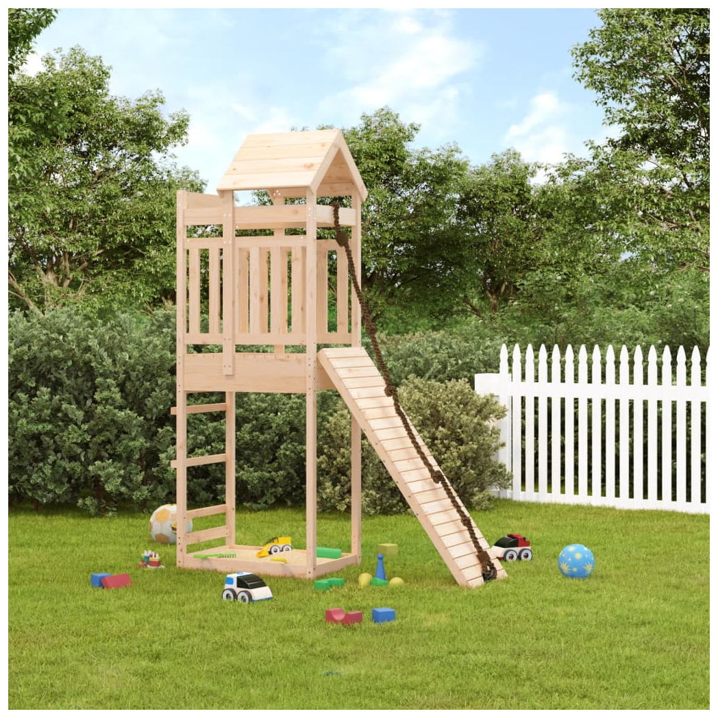 Playhouse with Climbing Wall Solid Wood Pine