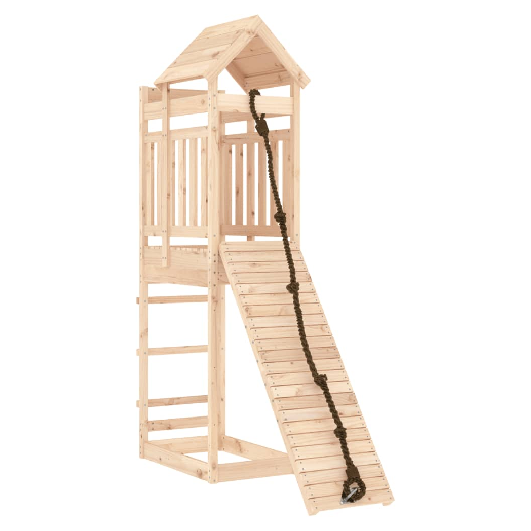 Playhouse with Climbing Wall Solid Wood Pine