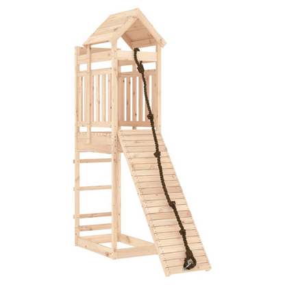 Playhouse with Climbing Wall Solid Wood Pine