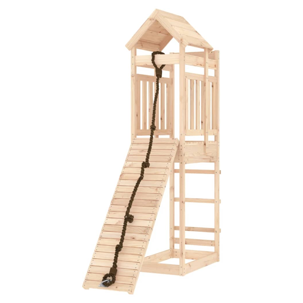Playhouse with Climbing Wall Solid Wood Pine