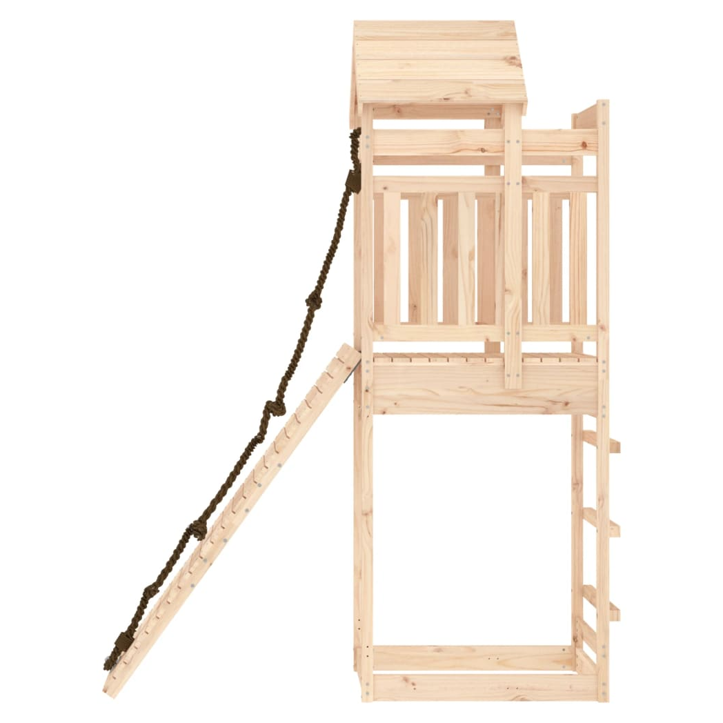 Playhouse with Climbing Wall Solid Wood Pine