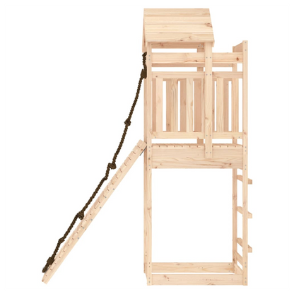 Playhouse with Climbing Wall Solid Wood Pine