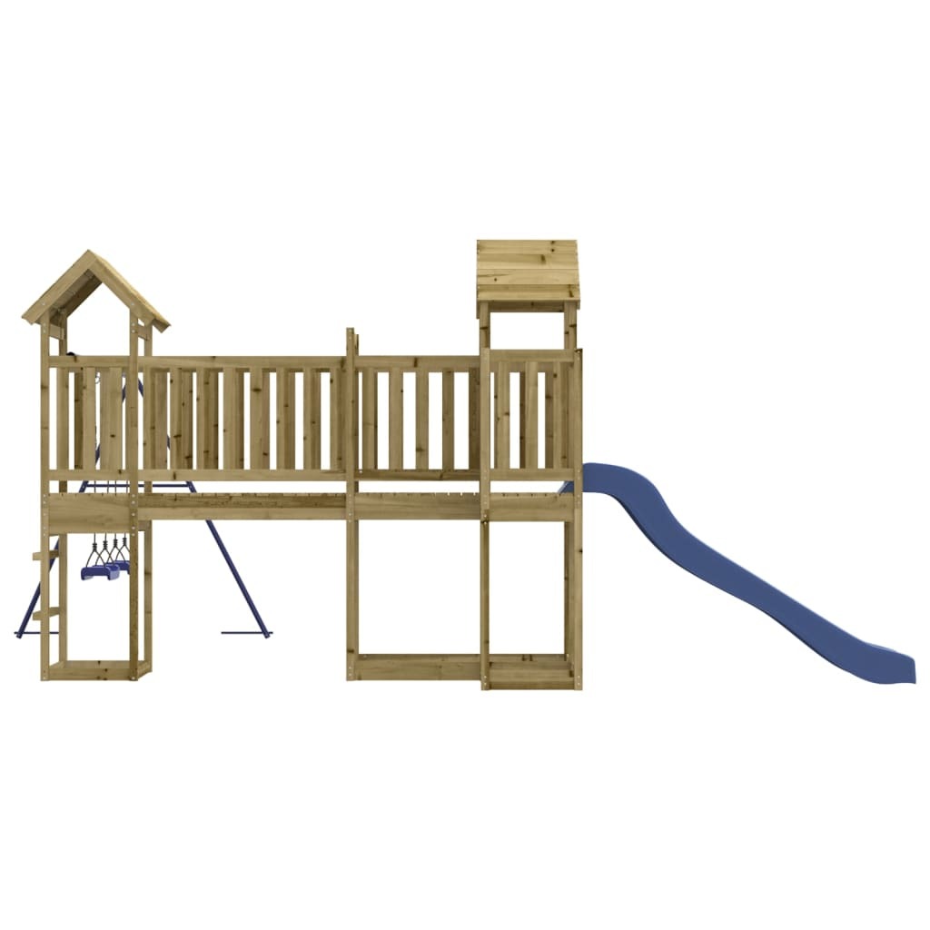 Playhouse with Slide Swings Impregnated Wood Pine