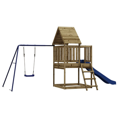 Playhouse with Slide Ladder Swing Impregnated Wood Pine
