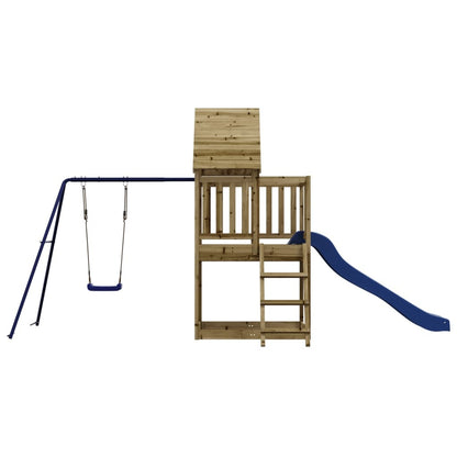 Playhouse with Slide Ladder Swing Impregnated Wood Pine