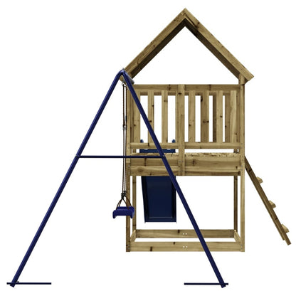 Playhouse with Slide Ladder Swing Impregnated Wood Pine