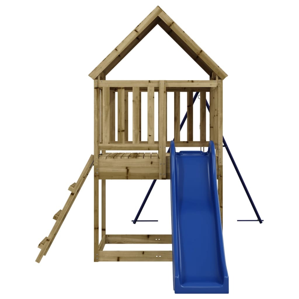 Playhouse with Slide Ladder Swing Impregnated Wood Pine