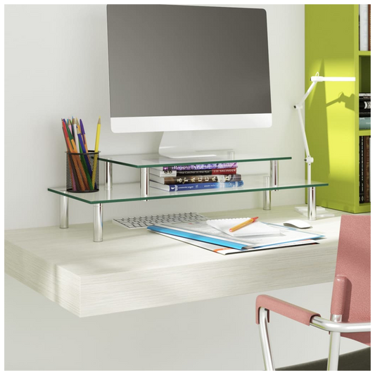 2-Tier Monitor Stand Transparent Glass