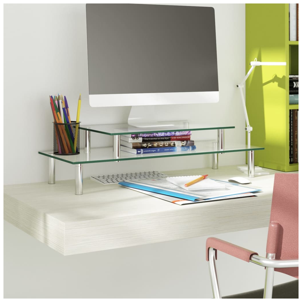 2-Tier Monitor Stand Transparent Glass