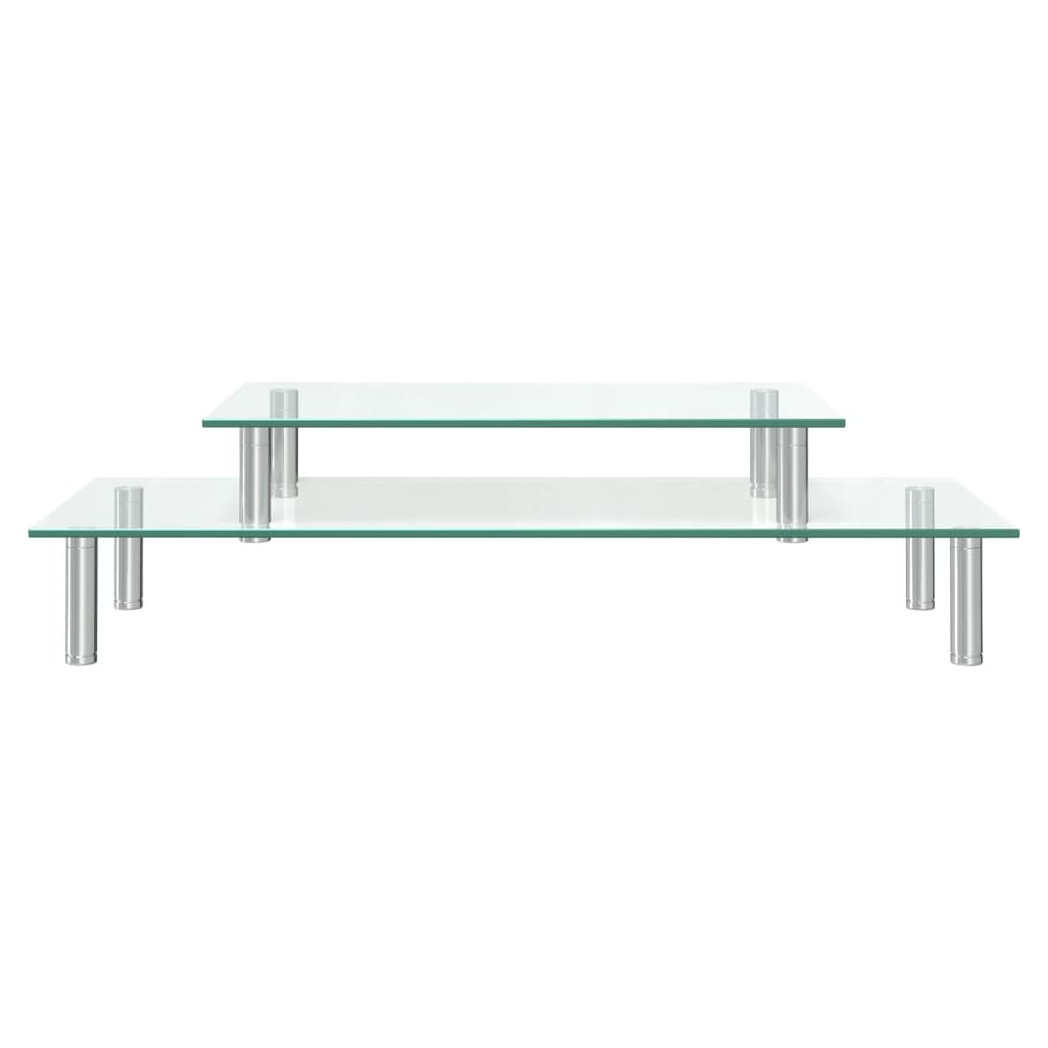 2-Tier Monitor Stand Transparent Glass