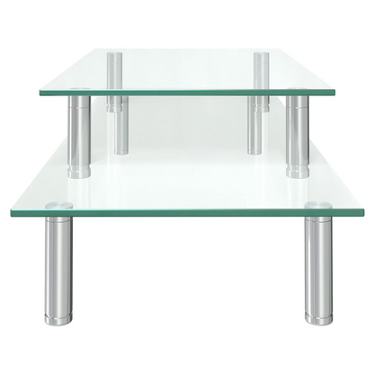 2-Tier Monitor Stand Transparent Glass