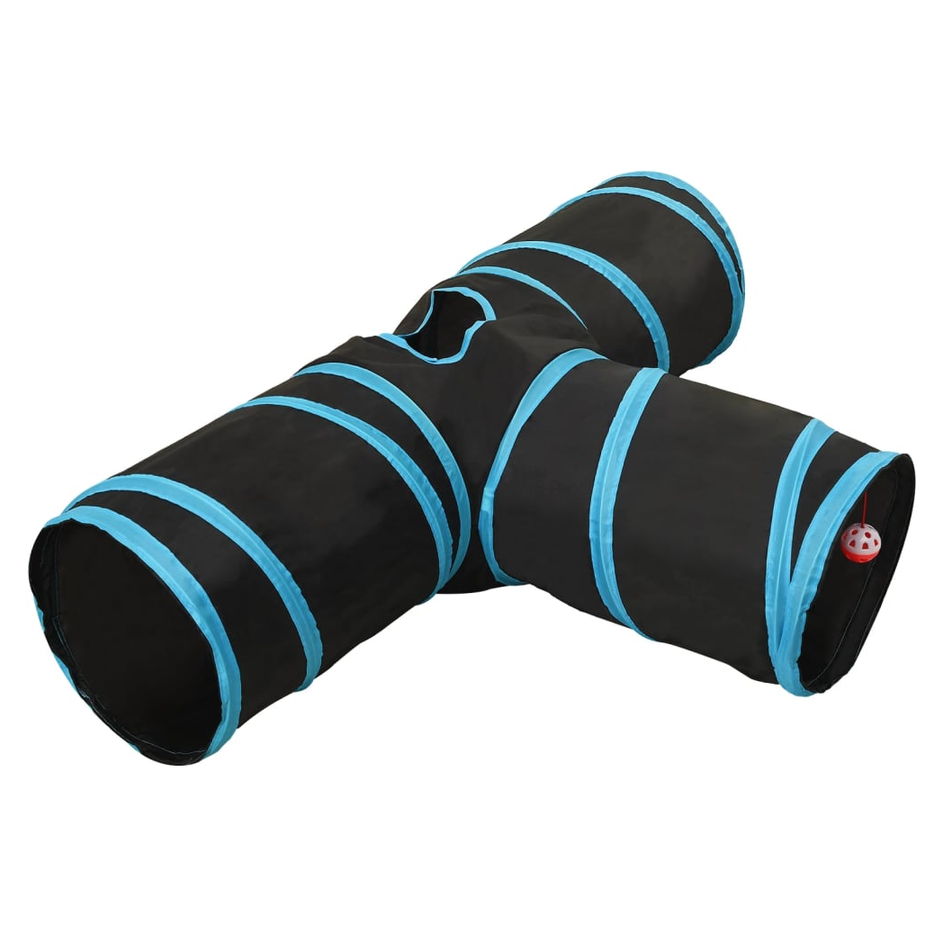 Cat Tunnel 3-way Black and Blue 90 cm Polyester